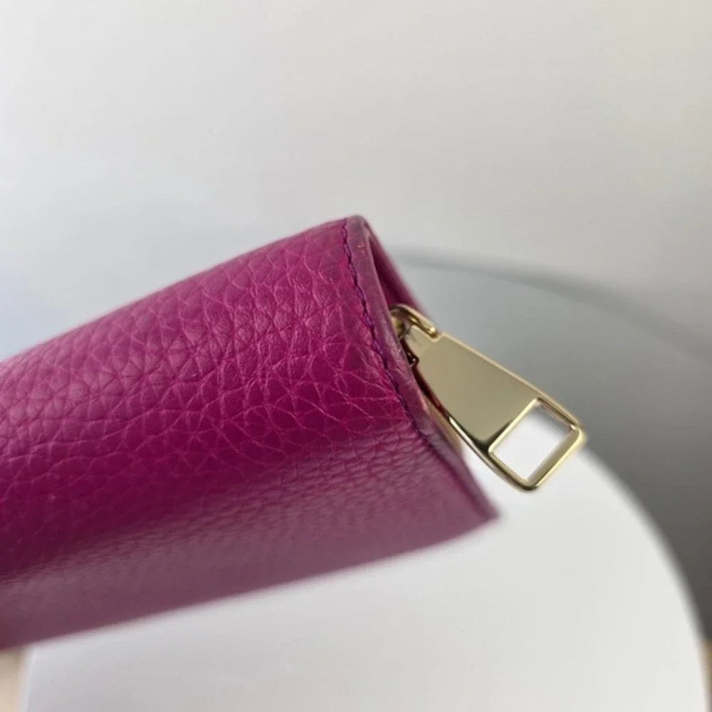 Tory Burch Miller Zip‎ Continental Wallet Magenta Pink Pebbled Leather Good